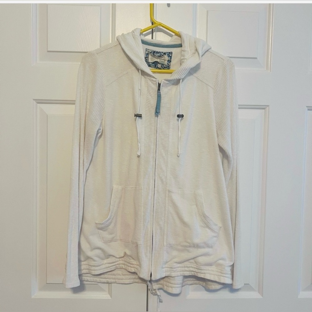 ANTHROPOLOGIE Ivory Zip-up Hoodie Size M